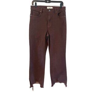 Hidden Los Angeles Womens Jeans 30 Wide Leg Raw Hem Dark Brown Stretch High Rise